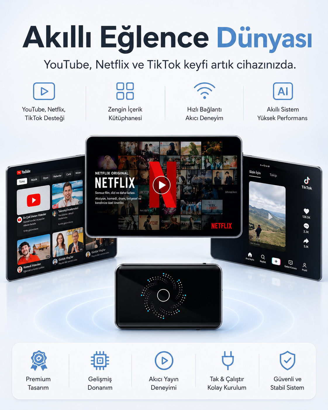 OtoVion™ AI Box – Kablosuz CarPlay, Android Auto ve Akıllı Multimedya Cihazı