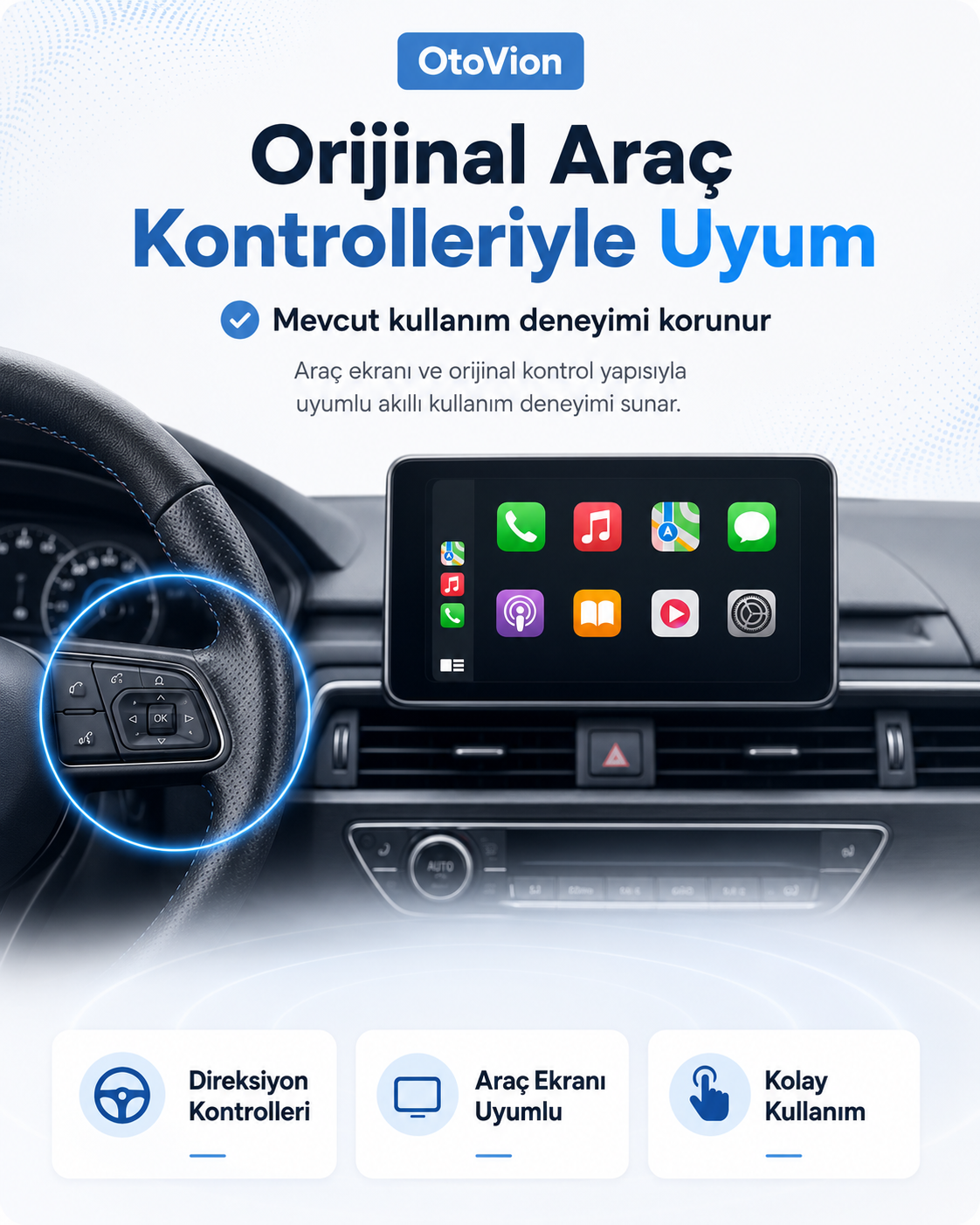 OtoVion™ AI Box – Kablosuz CarPlay, Android Auto ve Akıllı Multimedya Cihazı
