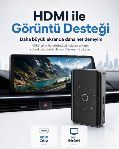 OtoVion™ AI Box – Kablosuz CarPlay, Android Auto ve Akıllı Multimedya Cihazı